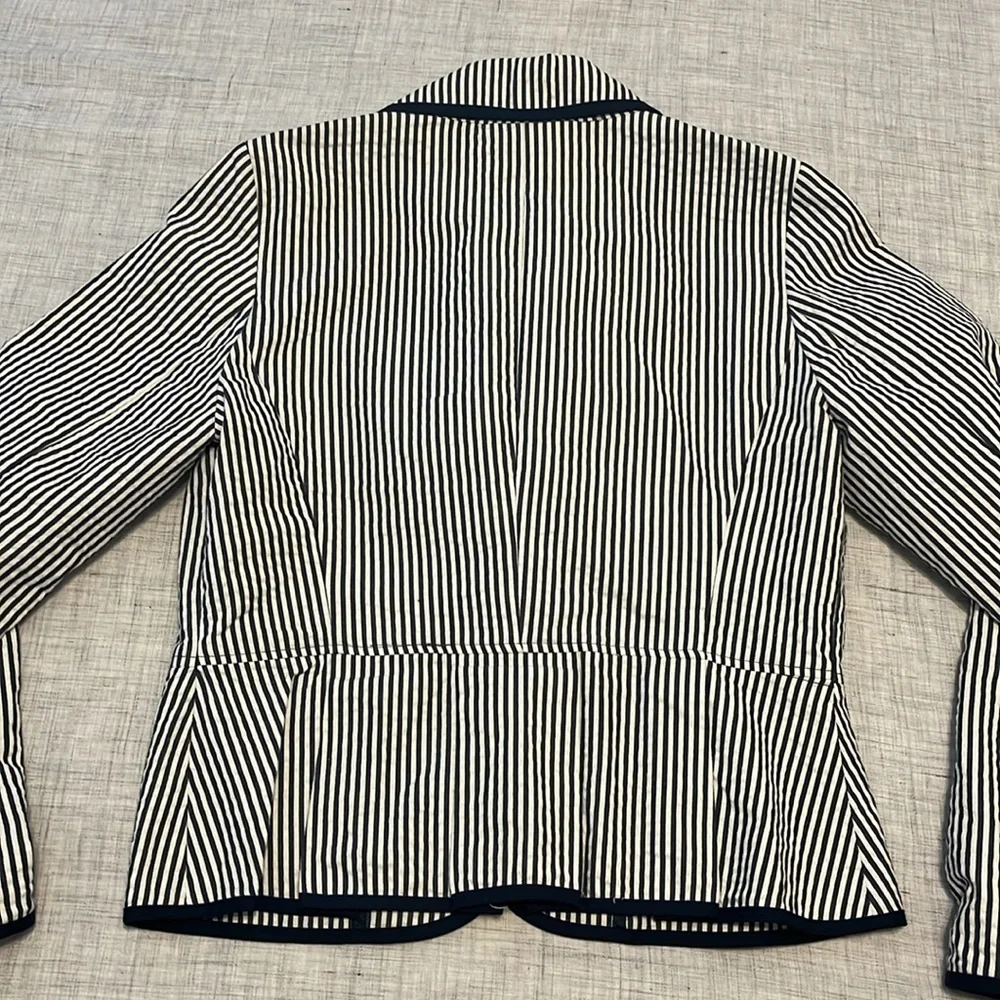 Sandro seersucker navy white stripe blazer - Picture 8 of 13